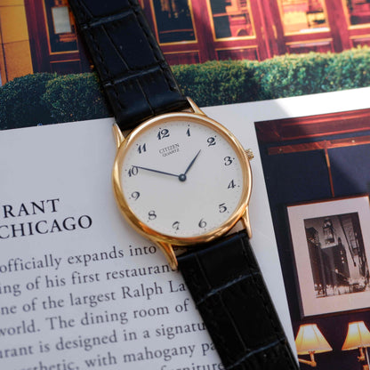 Vintage Citizen Dress Watch 90s Gold Classic Arabic Dial Quartz