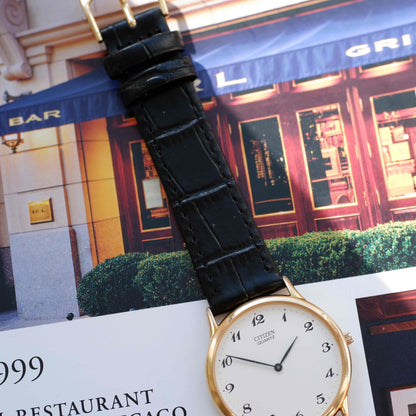 Vintage Citizen Dress Watch 90s Gold Classic Arabic Dial Quartz