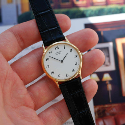 Vintage Citizen Dress Watch 90s Gold Classic Arabic Dial Quartz