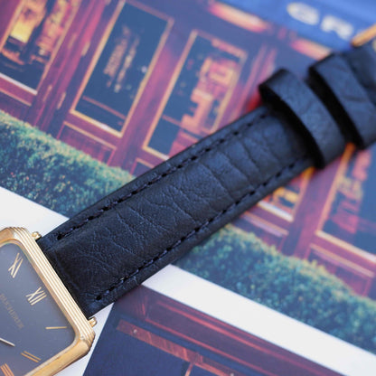 Vintage Bucherer Tank Style Watch 80s Gold Black Roman Dial Swiss Quartz