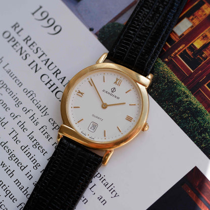 Vintage Candino Dress Watch 90s Gold Hooded Lugs Swiss Quartz