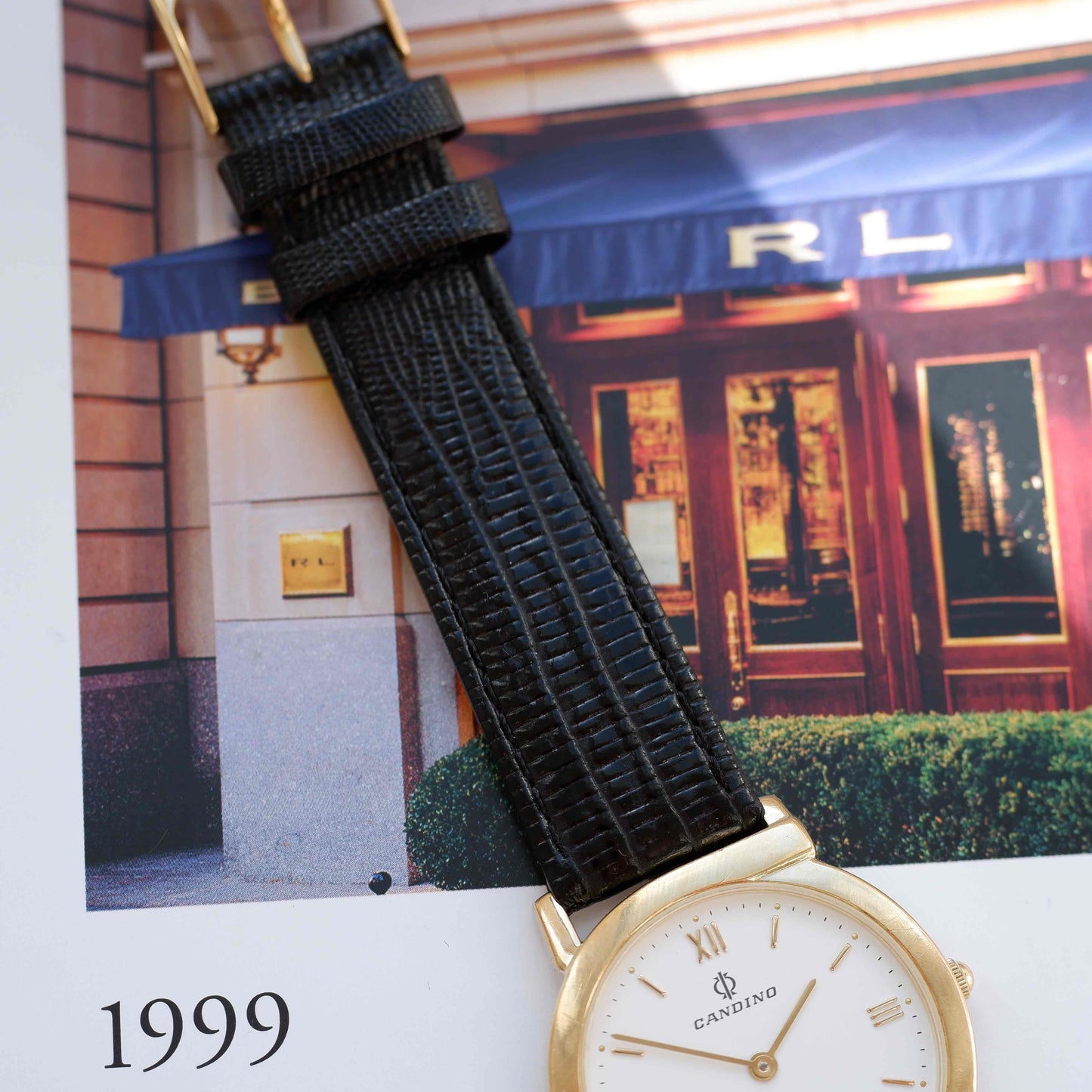 Vintage Candino Dress Watch 90s Gold Hooded Lugs Swiss Quartz