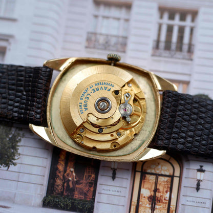 Vintage Favre Leuba King Hussein of Jordan 70s Gold Roman Dial Automatic