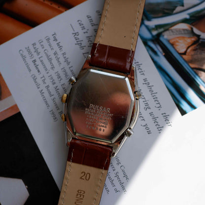 Vintage Pulsar Tonneau Chronograph Alarm Two-Tone Quartz from the 90s