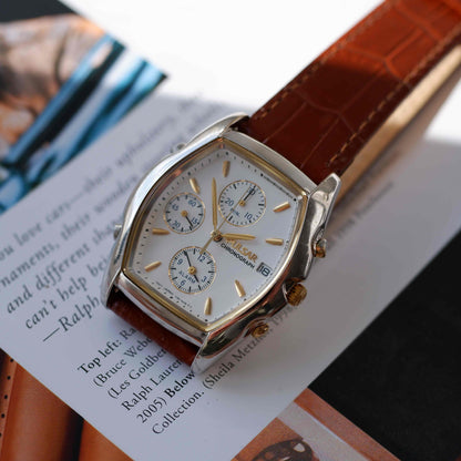 Vintage Pulsar Tonneau Chronograph Alarm Two-Tone Quartz from the 90s