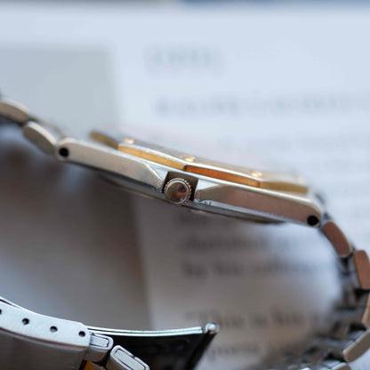 Vintage Seiko SQ 100 Ref. 5Y23-8210 Two-Tone Waffle Dial Day-Date 80s