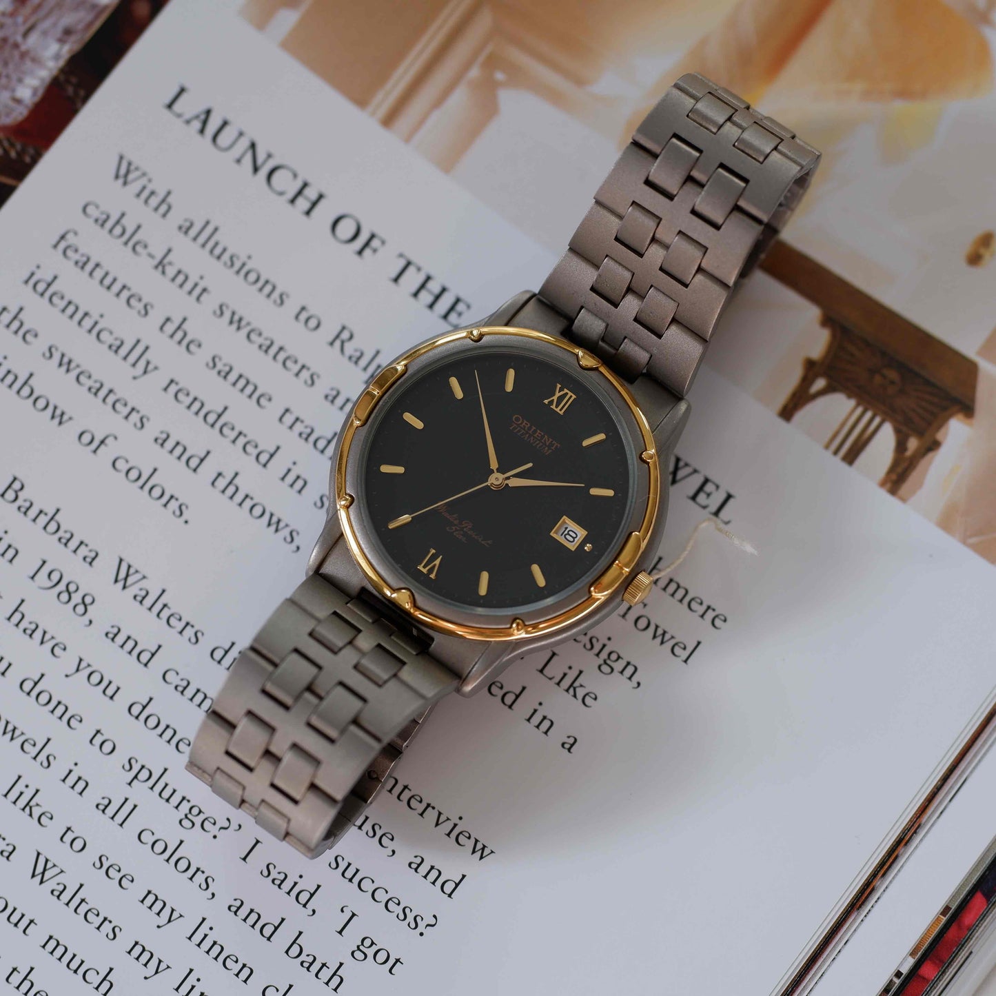 Vintage Orient Titan Black Two-Tone Dial with Date Quartz 80s - NOS