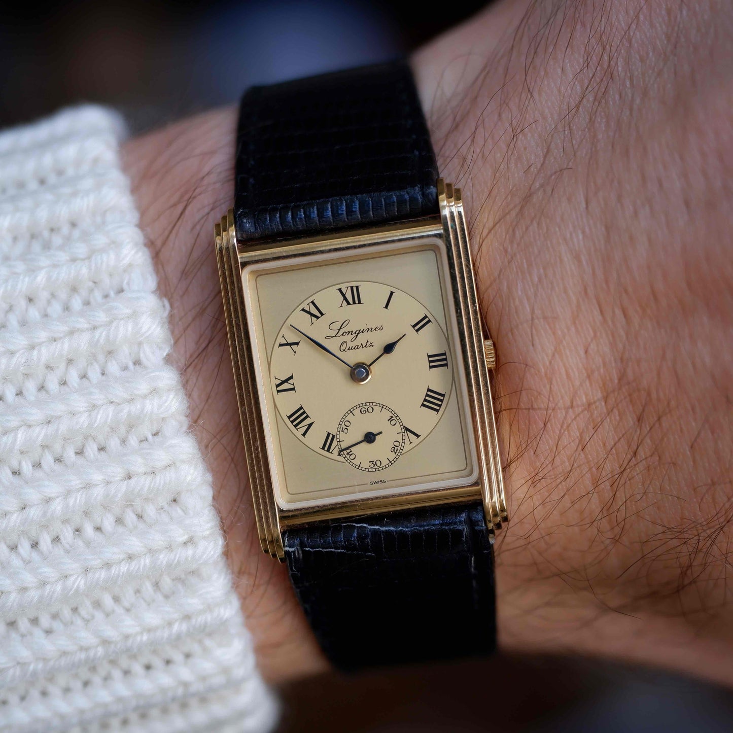 Vintage Longines Tank 150th Anniversary 80s Ultra Thin Gold Roman Dial - NOS