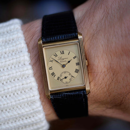 Vintage Longines Tank 150th Anniversary 80s Ultra Thin Gold Roman Dial - NOS