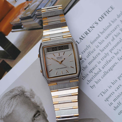 Vintage Seiko AnaDigi Quartz Two Tone Gold from the 80s
