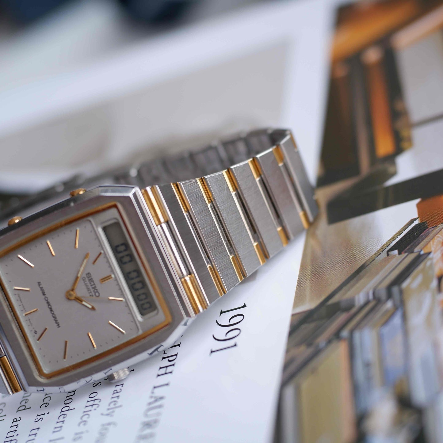 Vintage Seiko AnaDigi Quartz Two Tone Gold from the 80s