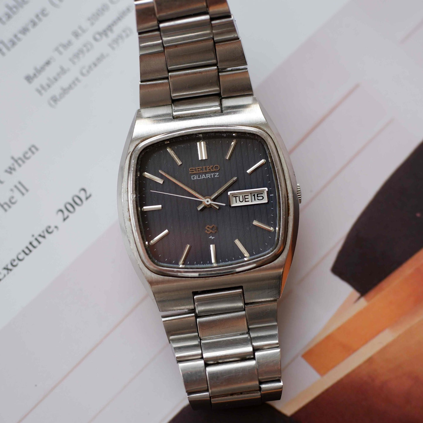 Vintage Seiko Sports SQ Ref. 4336-5010 Day and Date Blue Stripe Dial 80s