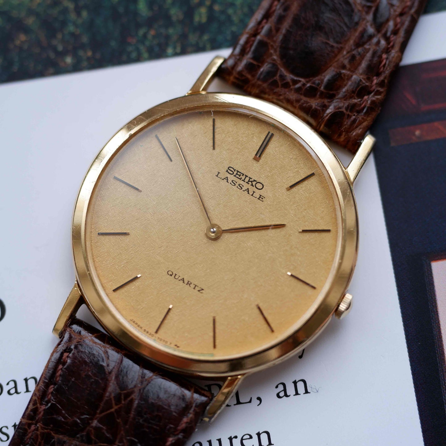 Vintage Seiko Lassale Dress Watch 80s Gold Snowflake Dial Quartz