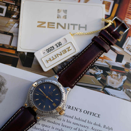 Vintage Zenith Defy Golden Blue Sunnburst Dial Two-Tone Quartz from the 90s - NOS
