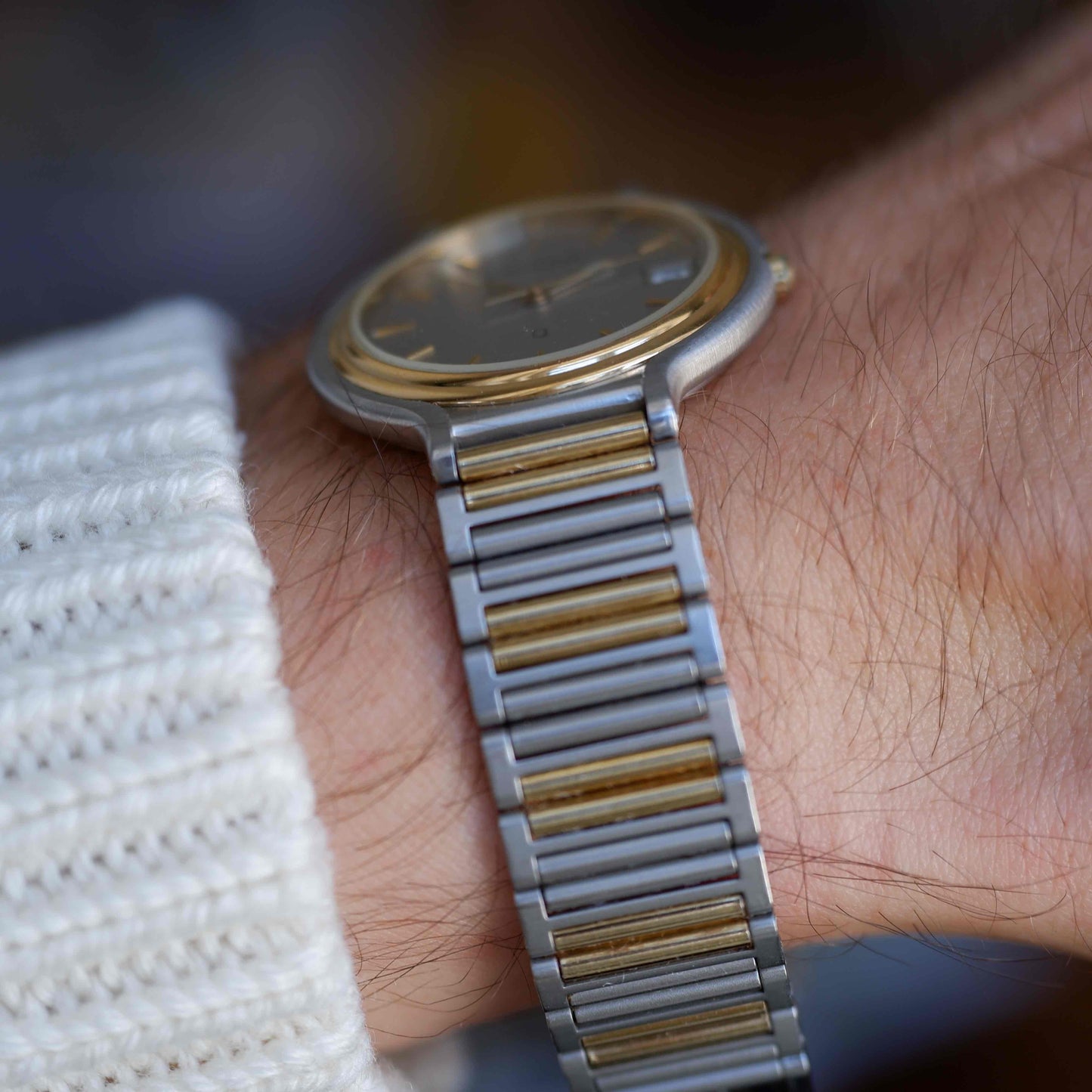 Vintage Certina Two-Tone 90s Watch Frosted Gray Dial Quartz Date