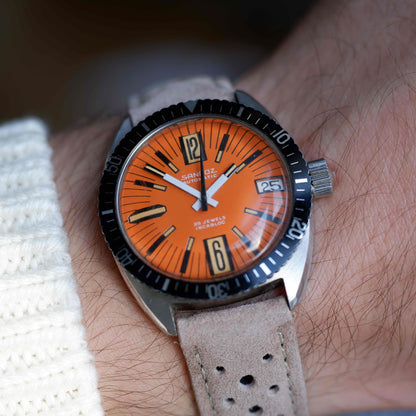 Vintage Sandoz 70s Skin Diver Automatic Orange Dial Date MINT