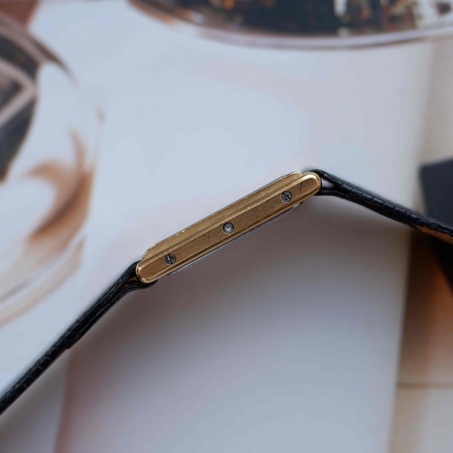 Vintage Omega De Ville Tank Watch 80s Gold Rectangular Dial Quartz