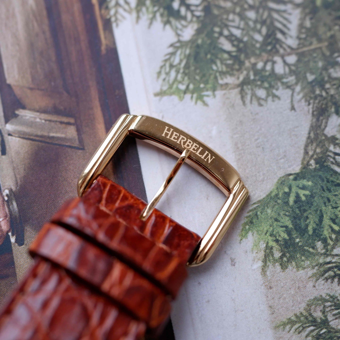 Vintage Michel Herbelin Tank Guilloche Dial 90s Golden - NOS