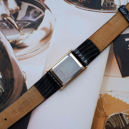 Vintage Omega De Ville Tank Watch 80s Gold Rectangular Dial Quartz