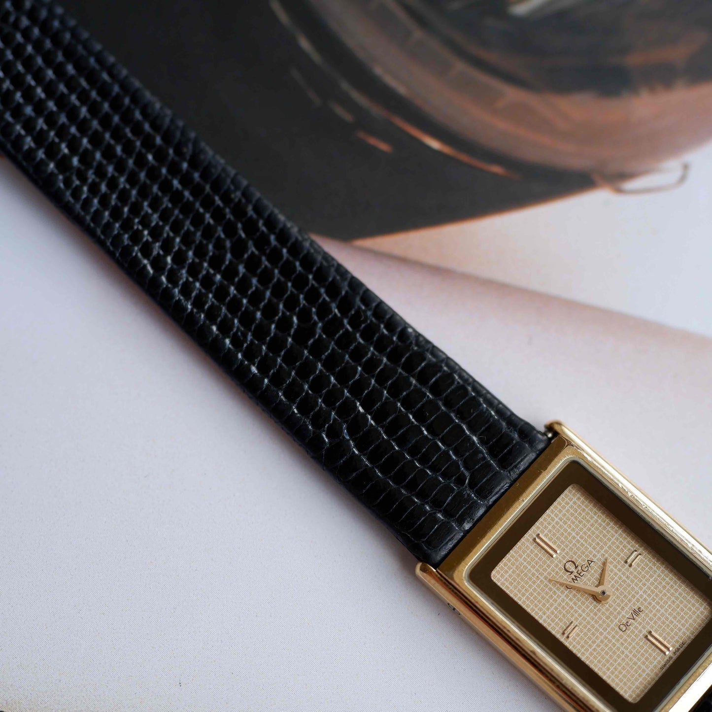 Vintage Omega De Ville Tank Watch 80s Gold Rectangular Dial Quartz