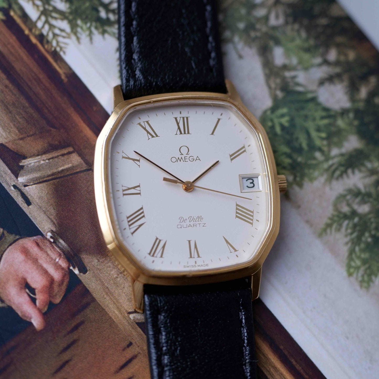 Vintage Omega De Ville Tank Ref. MD 192.0048 Gold 70s Rectangular Quartz