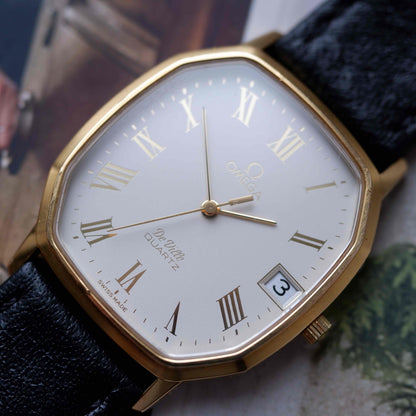 Vintage Omega De Ville Tank Ref. MD 192.0048 Gold 70s Rectangular Quartz