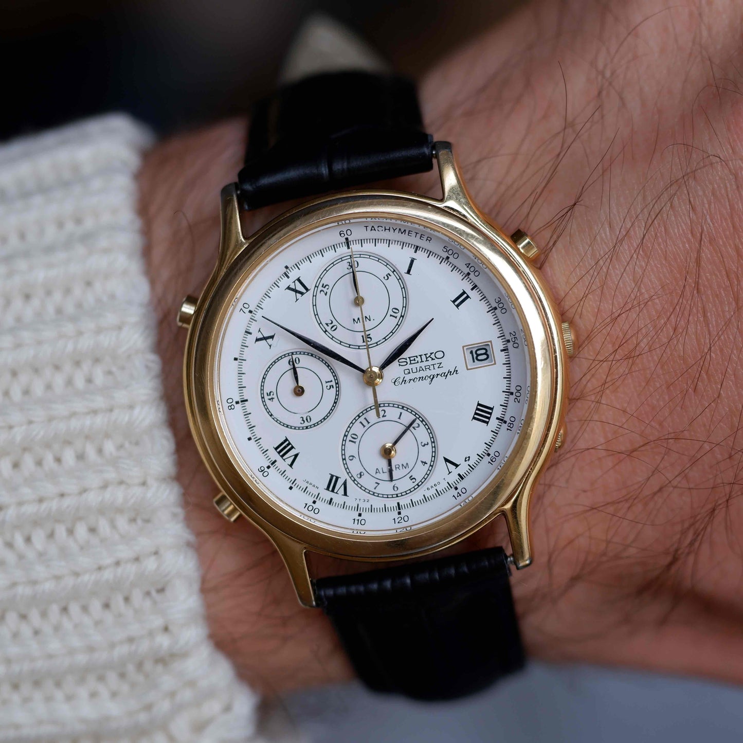 Vintage Seiko Chronograph Ref. 7T32.6A50 Alarm Quartz from the 90s