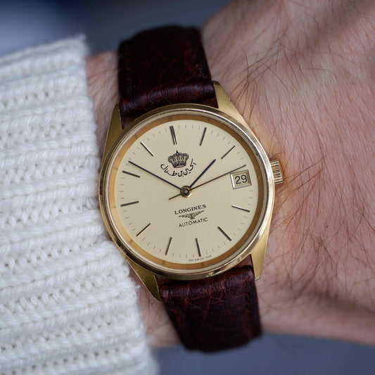Vintage Longines King Hussein of Jordan 70s Gold Dial Automatic