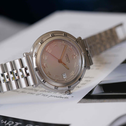 Vintage Hermes Clipper Watch Roman Dial 90s