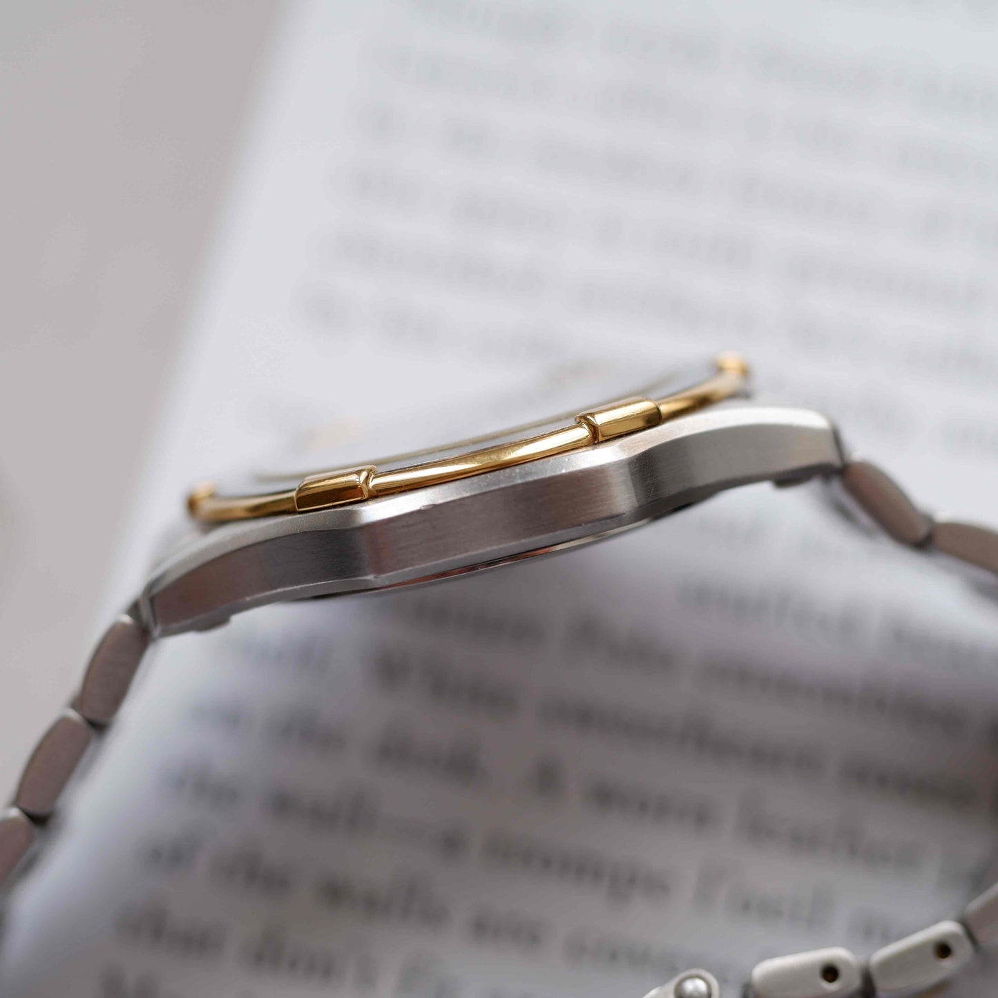 Vintage Michel Herbelin Day-Date Watch 90s Roman Dial Two Tone Quartz