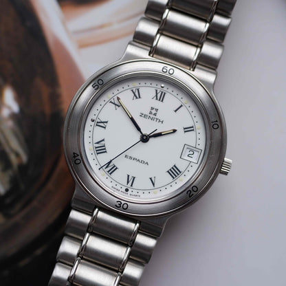 Vintage Zenith Espada White Roman Dial Quartz from the 90s - NOS