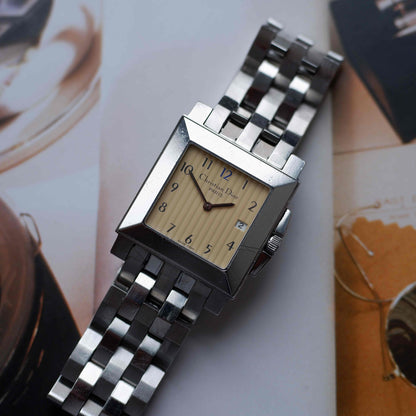 Vintage Dior Monsieur Square Stripe Dial 90s Arabic Numerals Quartz
