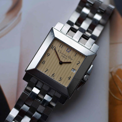 Vintage Dior Monsieur Square Stripe Dial 90s Arabic Numerals Quartz