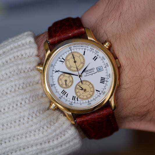 Vintage Seiko Chronograph Ref. 7T32.7B80 Alarm Quartz from the 90s