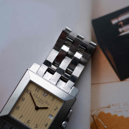 Vintage Dior Monsieur Square Stripe Dial 90s Arabic Numerals Quartz