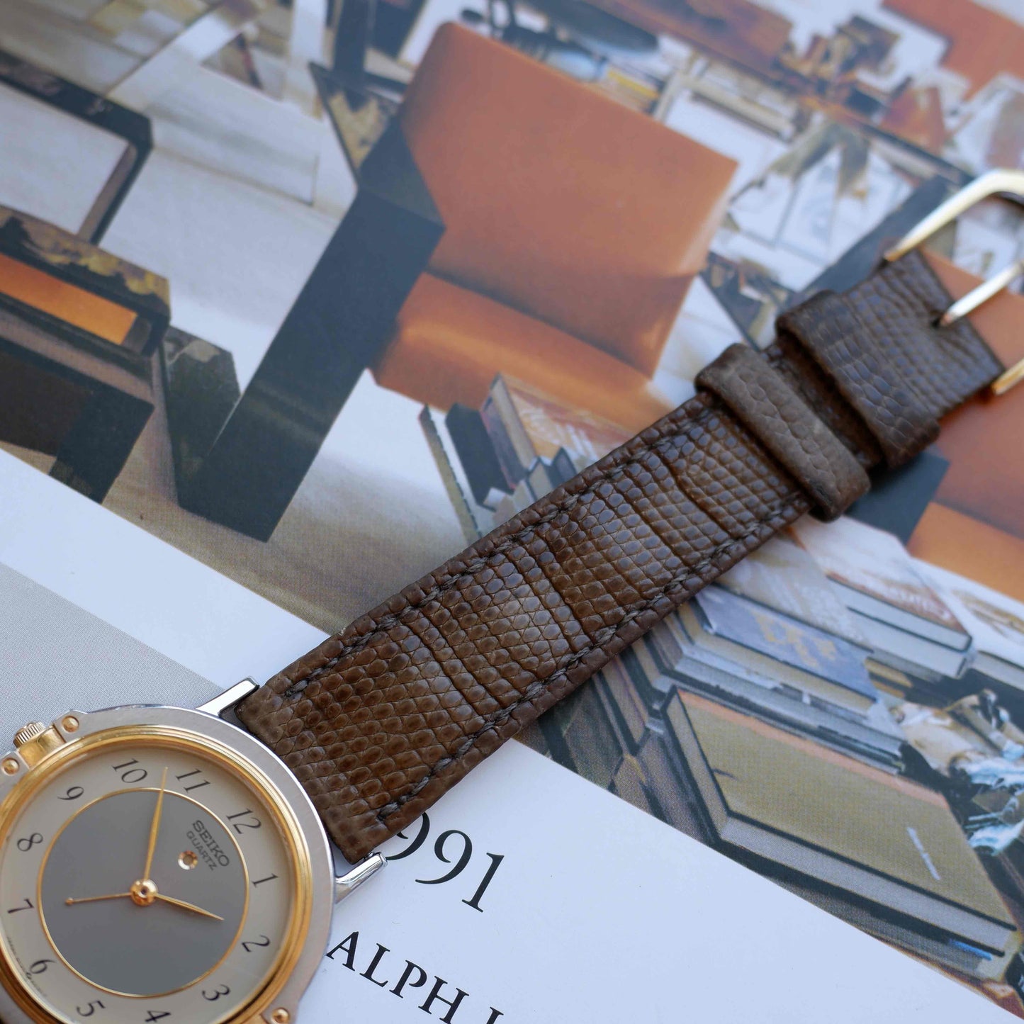 Vintage Seiko Alarm Dress Watch 80s Two-Tone Arabic Numerals Quartz