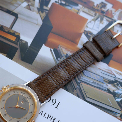 Vintage Seiko Alarm Dress Watch 80s Two-Tone Arabic Numerals Quartz