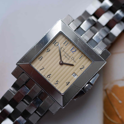 Vintage Dior Monsieur Square Stripe Dial 90s Arabic Numerals Quartz