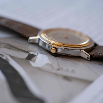 Vintage Seiko Alarm Dress Watch 80s Two-Tone Arabic Numerals Quartz