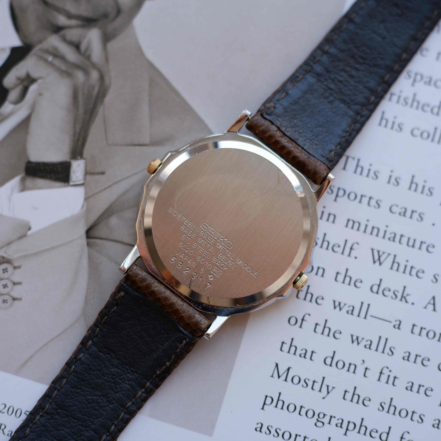 Vintage Seiko Alarm Dress Watch 80s Two-Tone Arabic Numerals Quartz