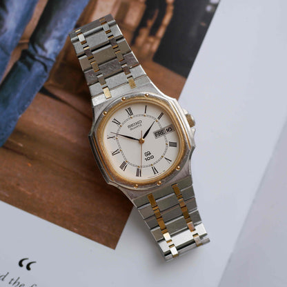 Vintage Seiko SQ 100 Ref. 6923-5130 Day and Date Quartz Two Tone from the 80s