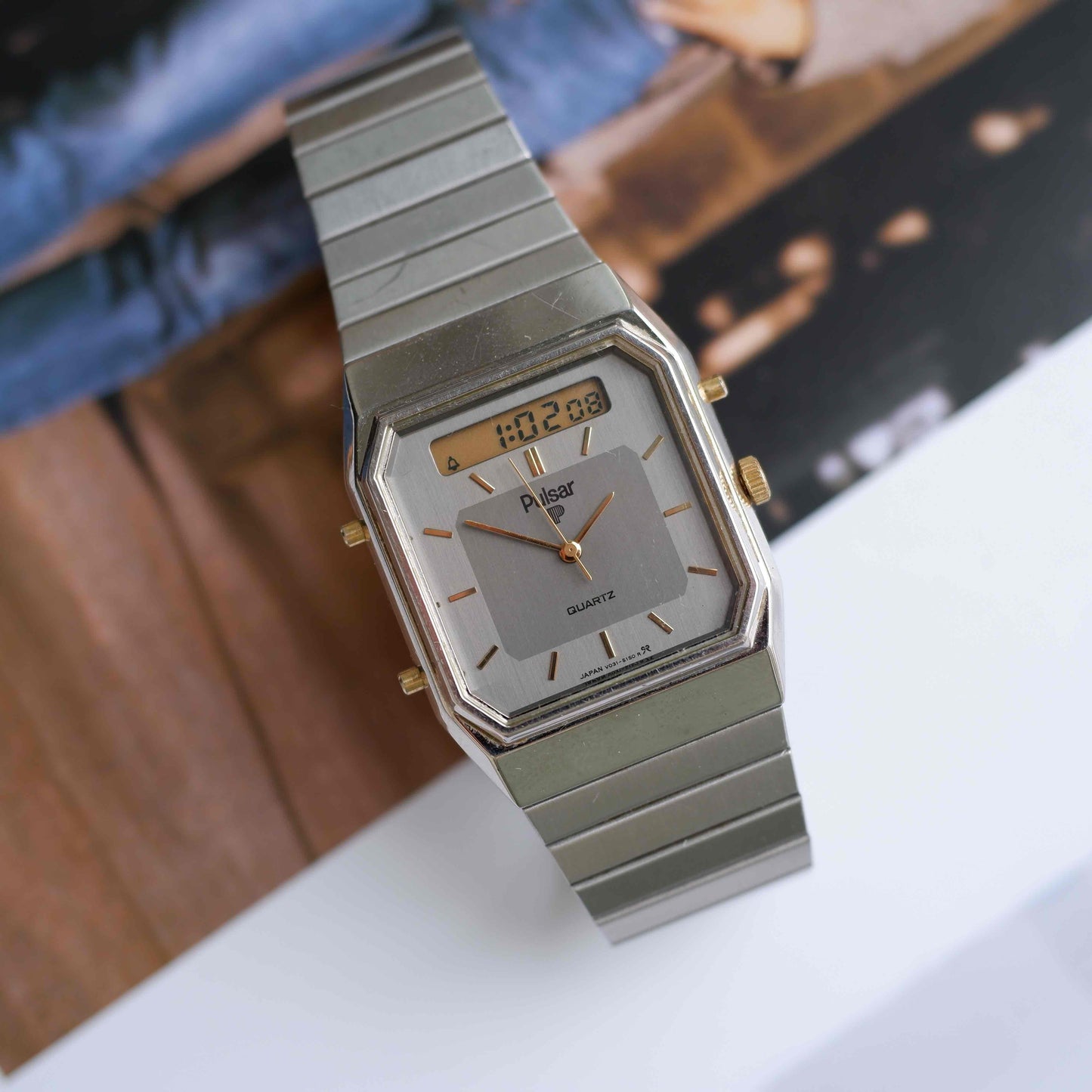 Vintage Pulsar AnaDigi Quartz Two Tone Gold from the 80s