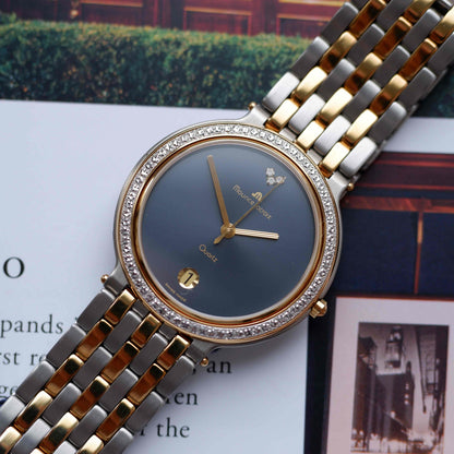 Vintage Maurice Lacroix Midnight Blue Dial 90s Two Tone Golden - NOS
