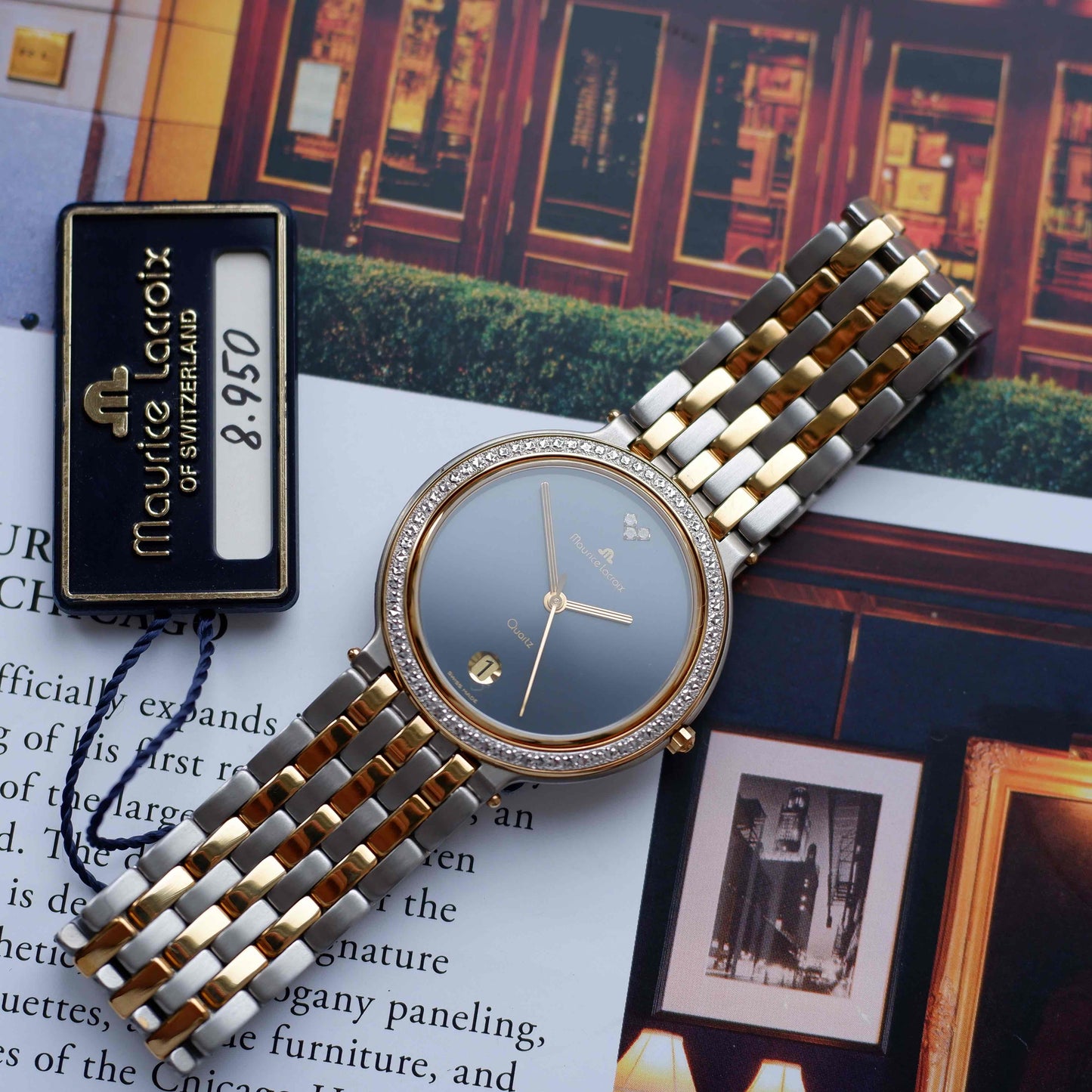 Vintage Maurice Lacroix Midnight Blue Dial 90s Two Tone Golden - NOS