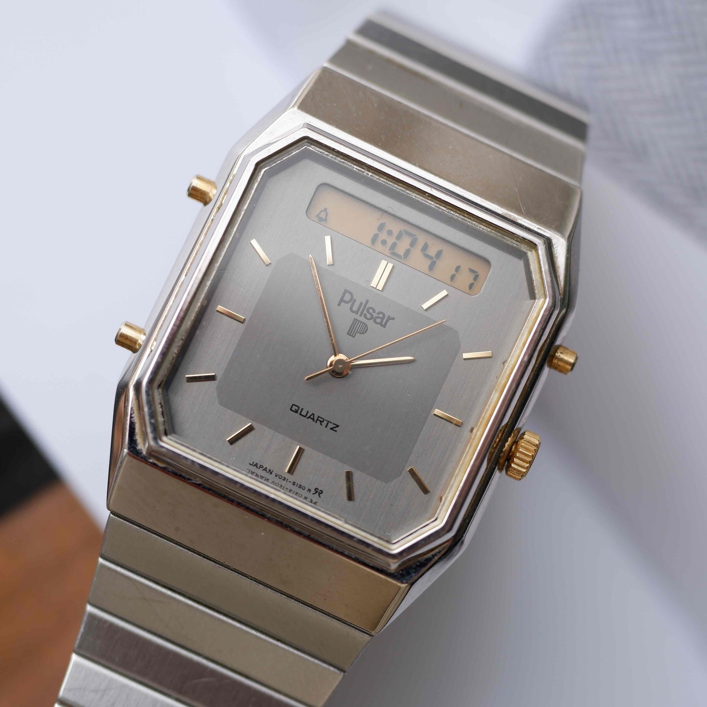 Vintage Pulsar AnaDigi Quartz Two Tone Gold from the 80s