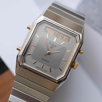 Vintage Pulsar AnaDigi Quartz Two Tone Gold from the 80s