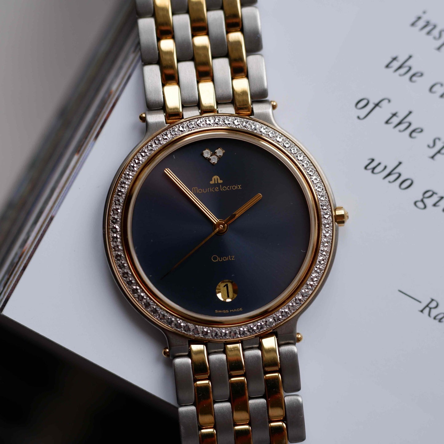 Vintage Maurice Lacroix Midnight Blue Dial 90s Two Tone Golden - NOS