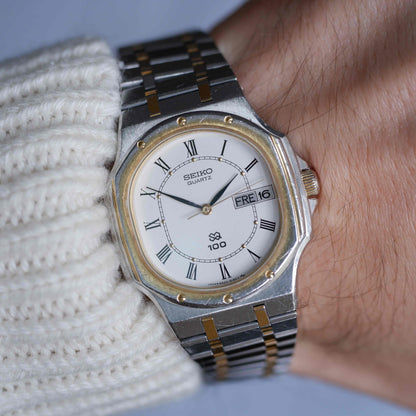 Vintage Seiko SQ 100 Ref. 6923-5130 Day and Date Quartz Two Tone from the 80s