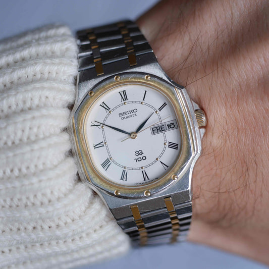 Vintage Seiko SQ 100 Ref. 6923-5130 Day and Date Quartz Two Tone from the 80s