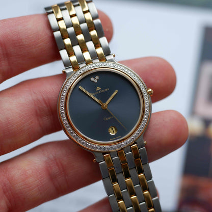 Vintage Maurice Lacroix Midnight Blue Dial 90s Two Tone Golden - NOS